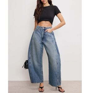 NWT Good American Good Extreme Barrel Jeans High Rise Wide Loose Indigo Sz 10 30